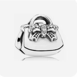Pandora Silver Handbag Charm with Bow Accent